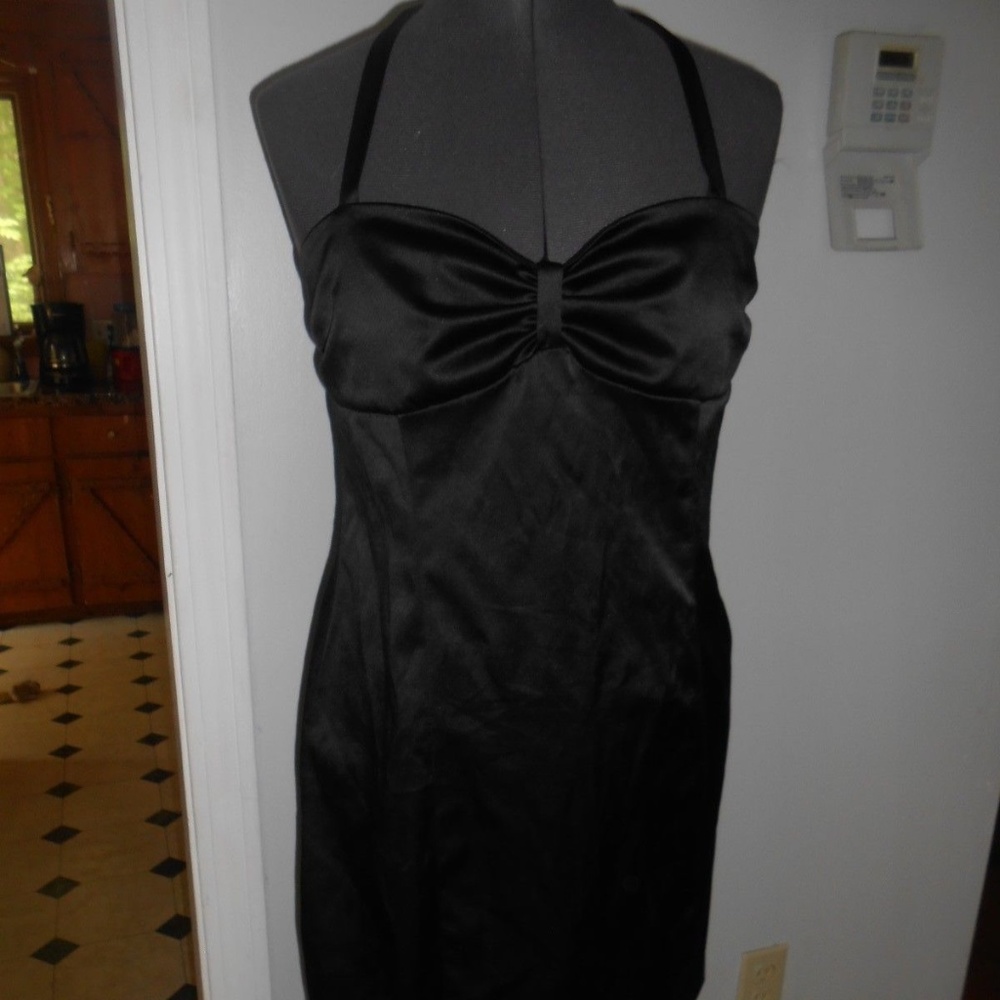 charlotte russe little black halter silky dress -m